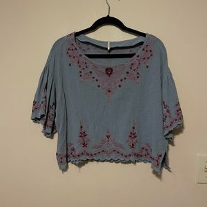 Free People crop shirt with flutter sleeves